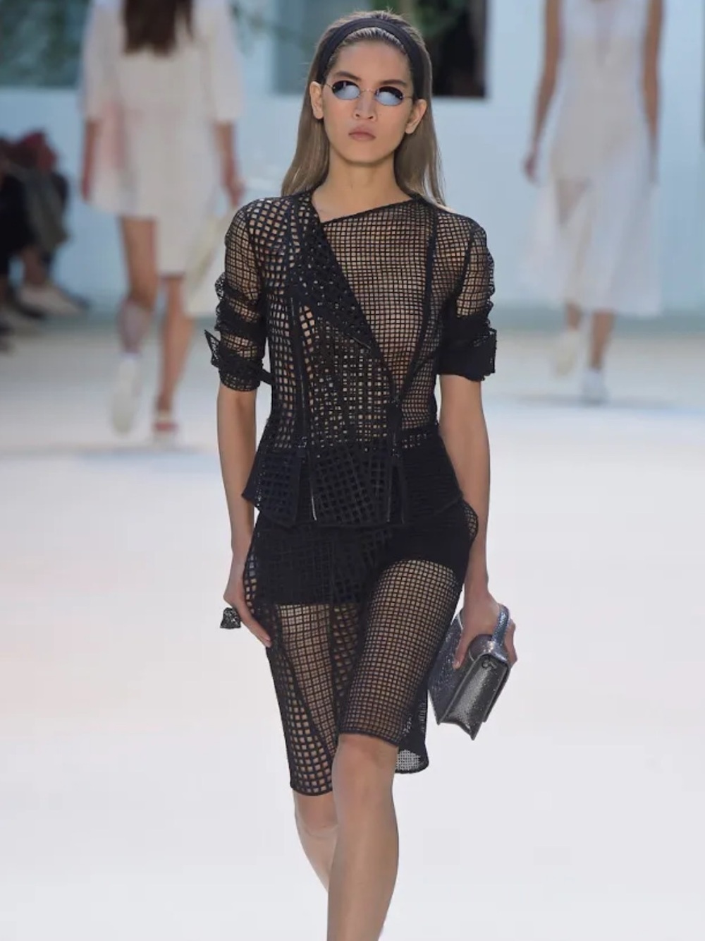 AKRIS Fall 2016 Black Silk Blend Open Grid Mesh Blazer Jacket EU 40 US 8 Runway